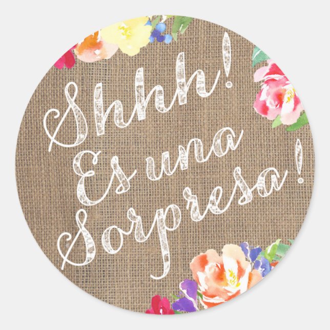 Adesivo Shhh! Es una Sorpresa! Pegatina para sobre (Frente)