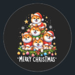 Adesivo Shiba Inu Cães Feliz Natal Xmas Oferece Natal<br><div class="desc">Shiba Inu Cães Feliz Natal Xmas Oferece Árvore de Natal</div>