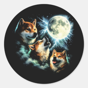Adesivo Shiba Inu Uivando para a Lua Gráfico Celestial