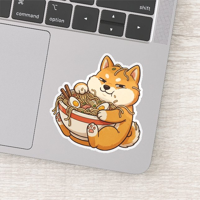 Adesivo Shiba Viciado em Ramen (Detalhe)