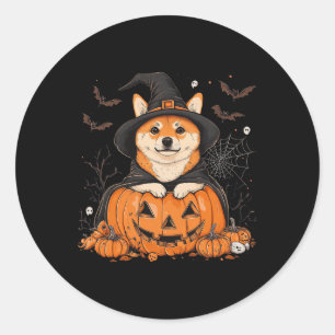 Adesivo Shiby Inu Dog Pumpkin Halloween Homens de Ação de