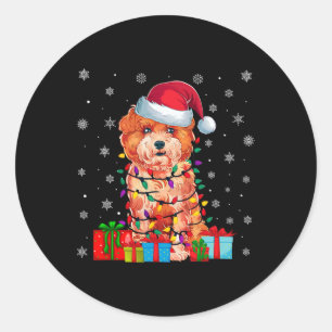 Adesivo Shichon Dog Ugly Xmas Lights Santa Hat Shichon Dog