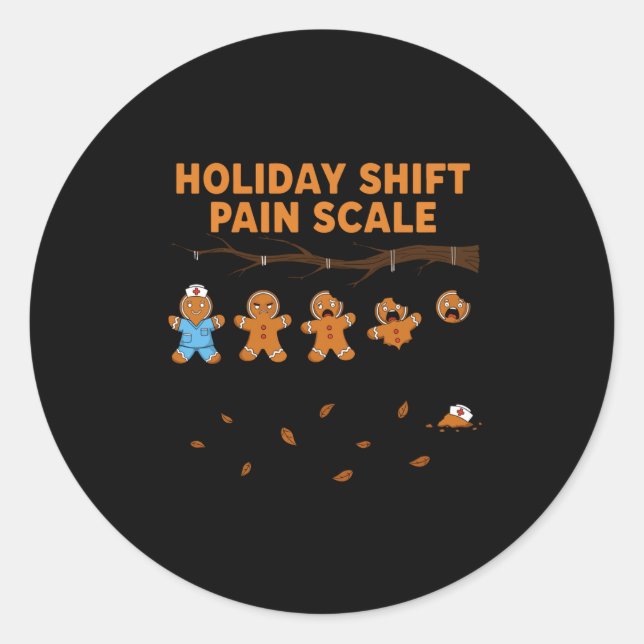 Adesivo Shift Nurse Pain Scale Funny Gingerbread Rn Christ (Frente)