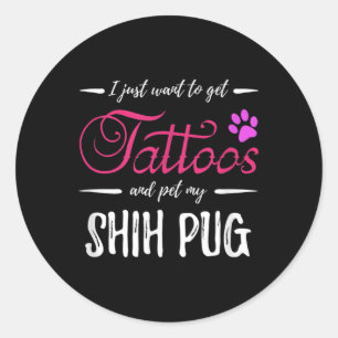 Adesivo Shig Pug Dog Lover Tattoo Engraçado Cachorro Mãe D