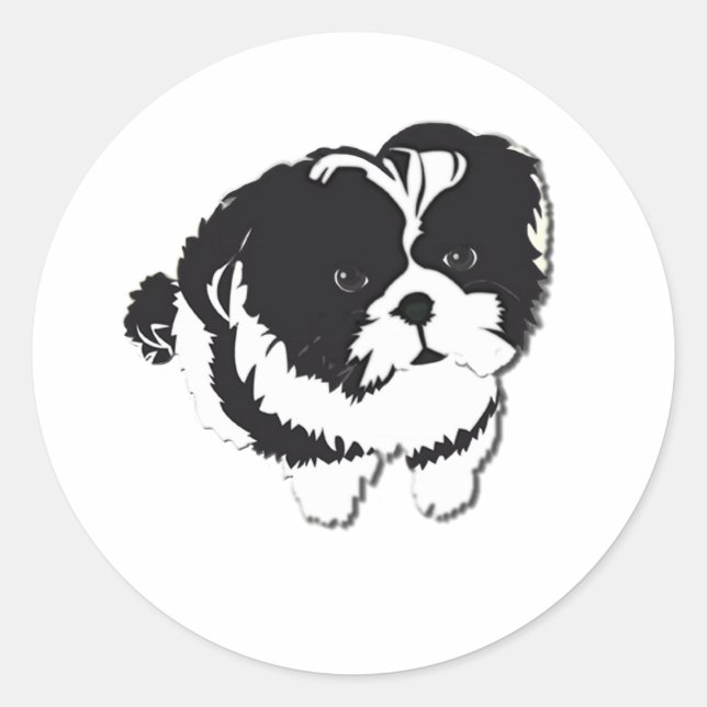 Adesivo Shih Tzu Black White Dog Pet (Frente)