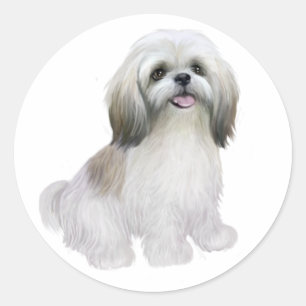 Adesivo Shih Tzu - Branco com bronzeado de cinza