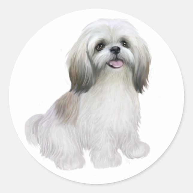 Adesivo Shih Tzu - Branco com cinza-tan (Frente)