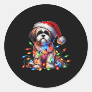 Adesivo Shih Tzu Christmas Luz Santa Hat Cão