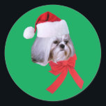 Adesivo Shih Tzu Christmas Sticker<br><div class="desc">Este adorável cachorrinho Shih Tzu está pronto para Papais noeis neste adesivo colorido.</div>