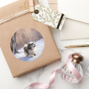 Adesivo Shih Tzu Deixe-O Neve Natal