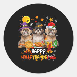 Adesivo Shih Tzu Dog Feliz Halloween Feliz de Ação de Graç