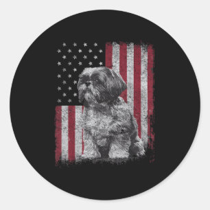 Adesivo Shih Tzu Dog Pai 4 De Julho Patriótico Dos Eua Ind