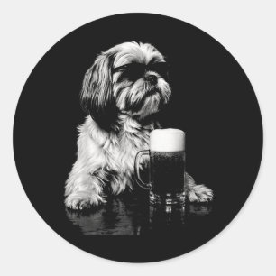 Adesivo Shih Tzu engraçado bebendo cerveja Cachorro legal 