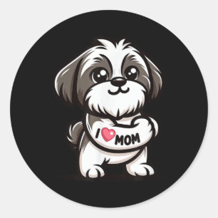 Adesivo Shih Tzu Eu Amo Mamãe Cachorro Engraçado