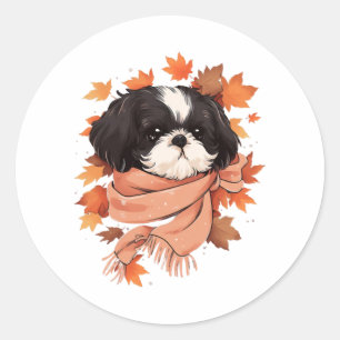 Adesivo Shih Tzu Fall Dog Autumn Deixa Cópia de Ação de Gr