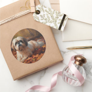 Adesivo Shih Tzu nas Folhas de Outono Caem Inspiram