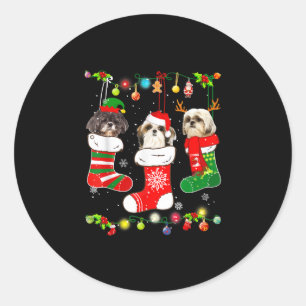 Adesivo Shih Tzu natal Luzes De Presente Engraçadas Cão De