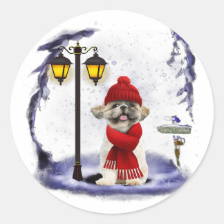 Adesivo Shih Tzu Papais noeis neve Natal leve Presente de 