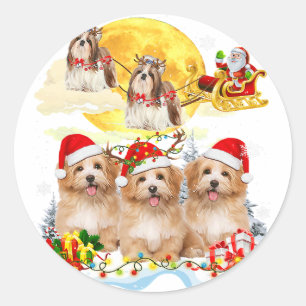 Adesivo Shih Tzu Papais noeis Sleigh   Presente de Natal