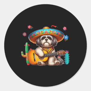 Adesivo Shih Tzu Sombrero Mexicano Violão Cinco De Mayo