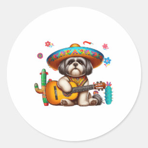 Adesivo Shih Tzu Sombrero Mexicano Violão Cinco De Mayo