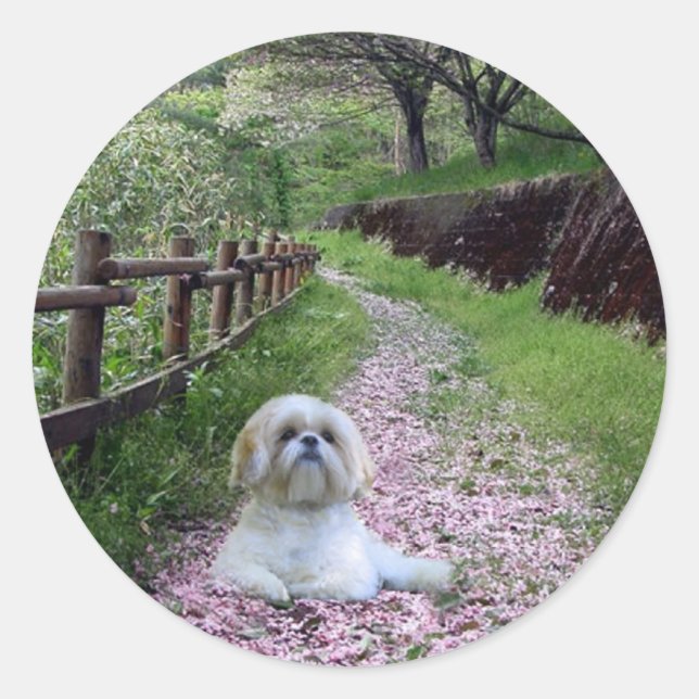 Adesivo Shih Tzu Sticker Purple Flowers (Frente)