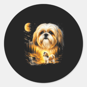 Adesivo Shih tzu uivando para a lua vintage 90s cachorro e
