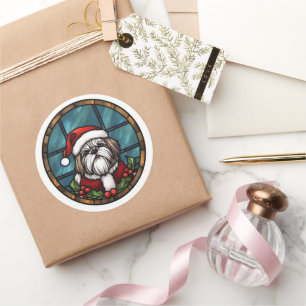 Adesivo Shih Tzu Vidro de Catedral Natal
