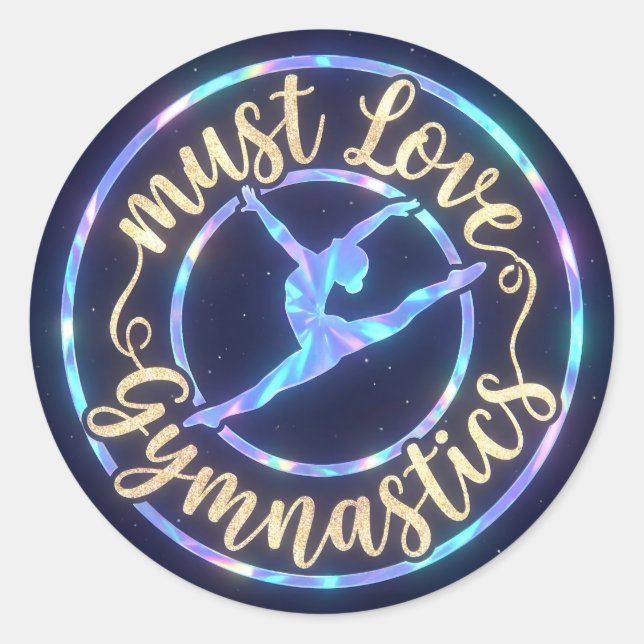 Adesivo Shimmering Gold Script Must Love Gymnastics (Frente)