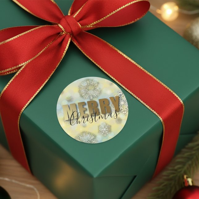 Adesivo Shiny Filigree Snowflakes Dourado Feliz Natal (Criador carregado)