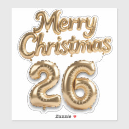 Adesivo Shiny Gold Foil Balloon Merry Christmas