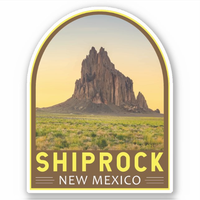 Adesivo Shiprock Novo México Retro Emblem Art Vintage (Frente)
