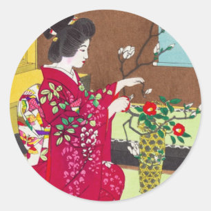 Adesivo Shiro Kasamatsu Ikebana flores japonesas cena senh