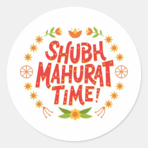 Adesivo Shubh Mahurat desi celebração do casamento entre í