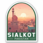Adesivo Sialkot Pakistan Viagem Art Vintage<br><div class="desc">Viagem de vetor retro sialkot. Sialkot é uma cidade industrial e um polo econômico importantes no Paquistão.</div>