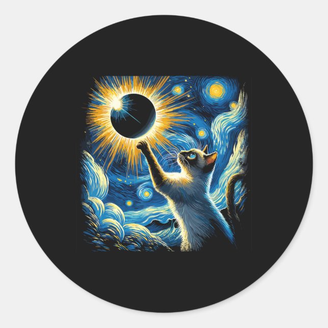 Adesivo Siamese Cat 2024 Van Gogh Starry Night Siamese Cat (Frente)