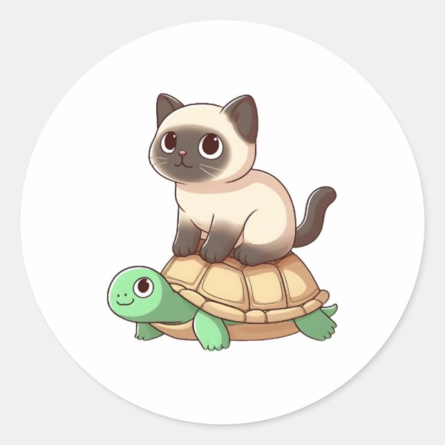 Adesivo Siamese cat rides turtle Copy (Frente)
