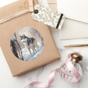 Adesivo Siberian Husky Deixe-o nevar no Natal