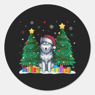 Adesivo Siberian Husky Dog Amava Santa Hat Feia Natal