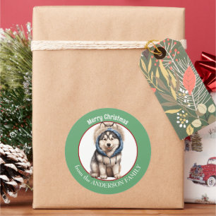 Adesivo Siberian Husky Dog Pup no Natal dos Hoodie
