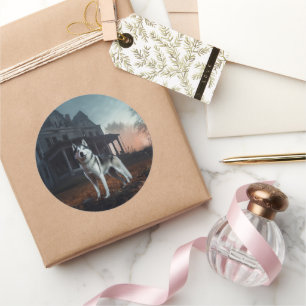 Adesivo Siberian Husky Halloween Scary