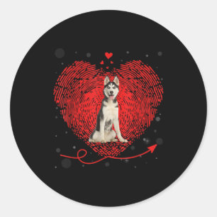 Adesivo Siberian Husky Heart Love Presente de Namorados
