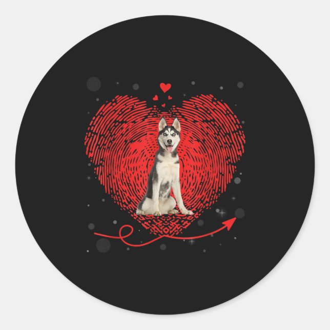 Adesivo Siberian Husky Heart Love | Presente de Namorados  (Frente)