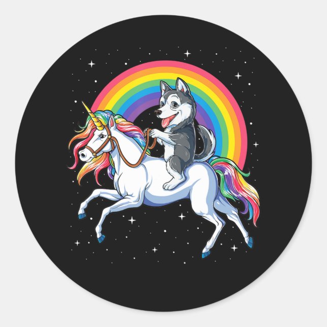 Adesivo Siberian Husky Unicorn Girls Space Galaxy (Frente)