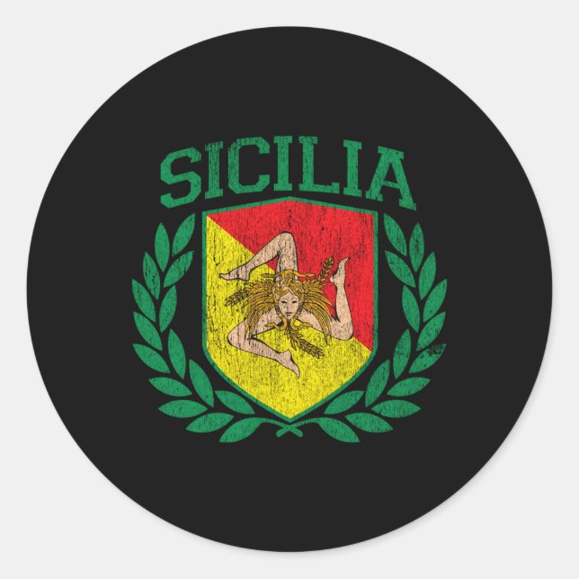 Adesivo Sicilia Flag E Shield Com Bandeira De Trinacria Si (Frente)
