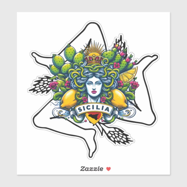 Adesivo Sicilian Trinacria (Folha)