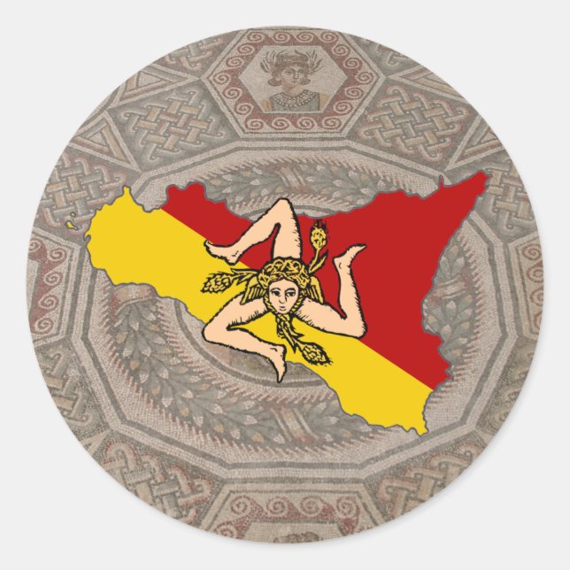 Adesivo Sicily Trinacria Mosaic Sticker (Frente)