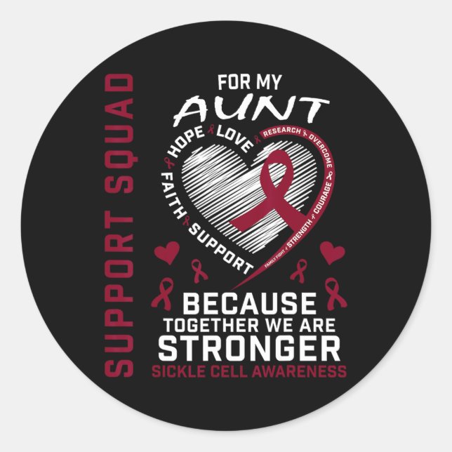 Adesivo Sickle Cell Awarness Shirt Tunt Support Squad Gro (Frente)