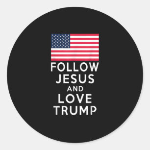 Adesivo Siga Jesus e Amor Trump American Flag