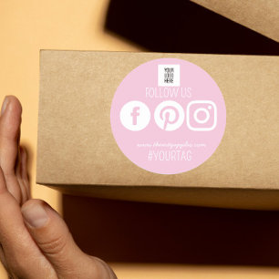 Adesivo Siga-nos Logotipo de pequena empresa para mídia so